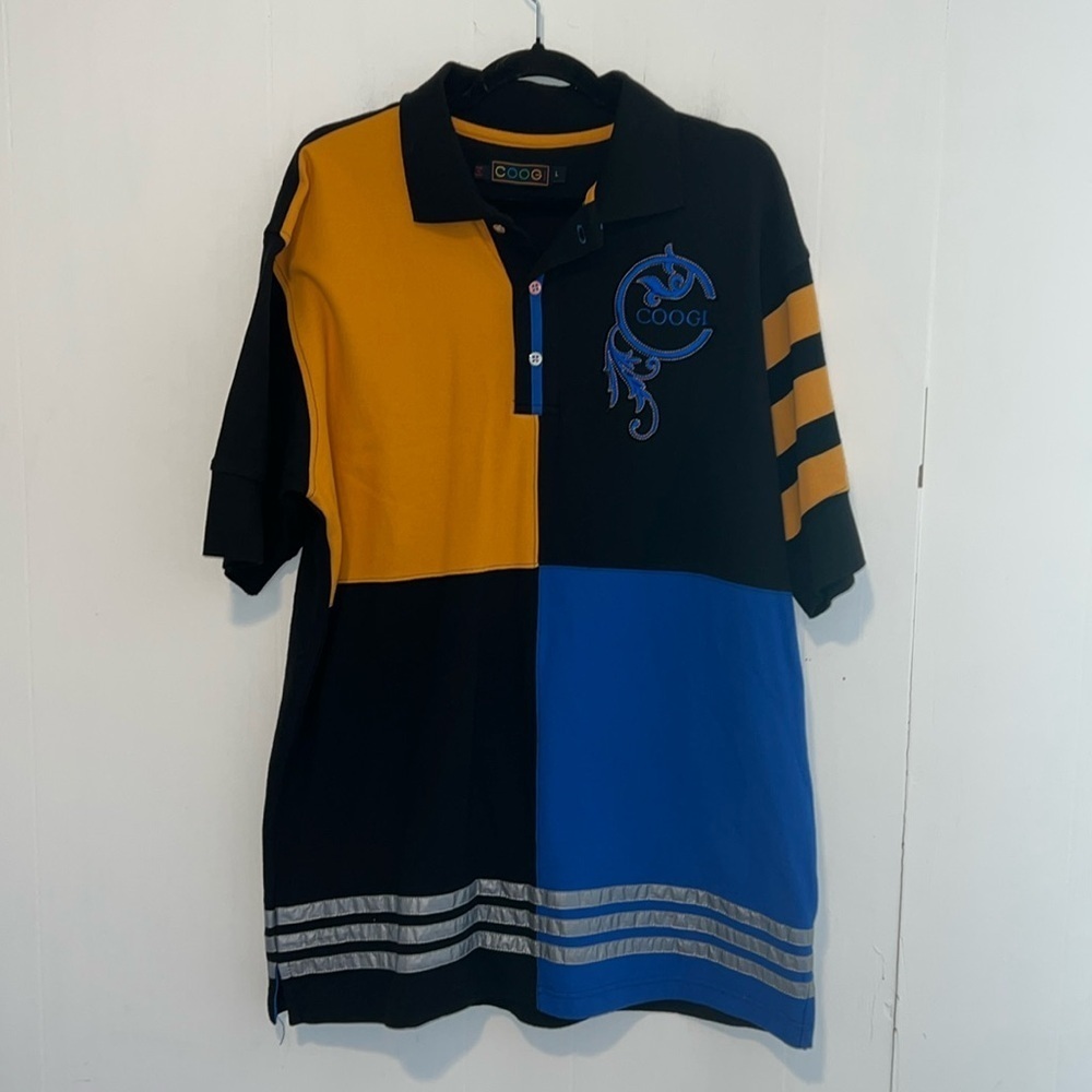 Coogi Short Sleeve 1/4 Button Up Multicolored Mens Collard Polo Shirt Z6
